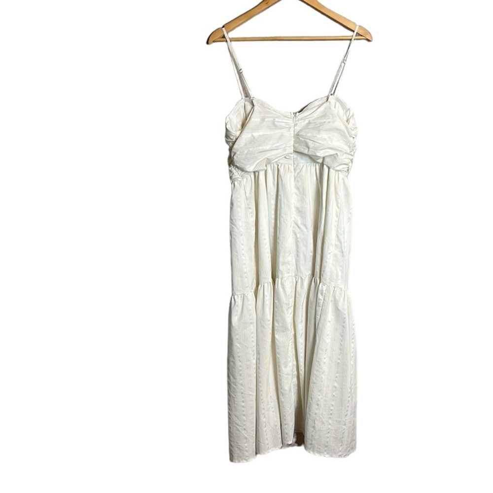 Moon River Spaghetti Strap Dress, Sweetheart, Empire Waist, White & Gold XL - Picture 7 of 11